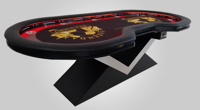 Mesa de Poker Preta com Porta Copos para Bebidas - L5